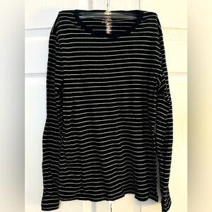 Jones New York Sport L/S shirt, Petite Large, black with white stripes